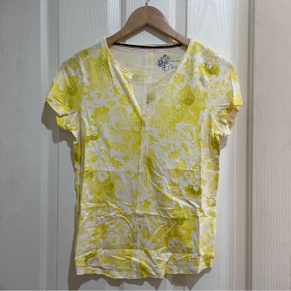 Anthropologie Pilcro Spliced-Neck Tee New Yellow White Floral Size XS ANTHRO NWT - Picture 6 of 10
